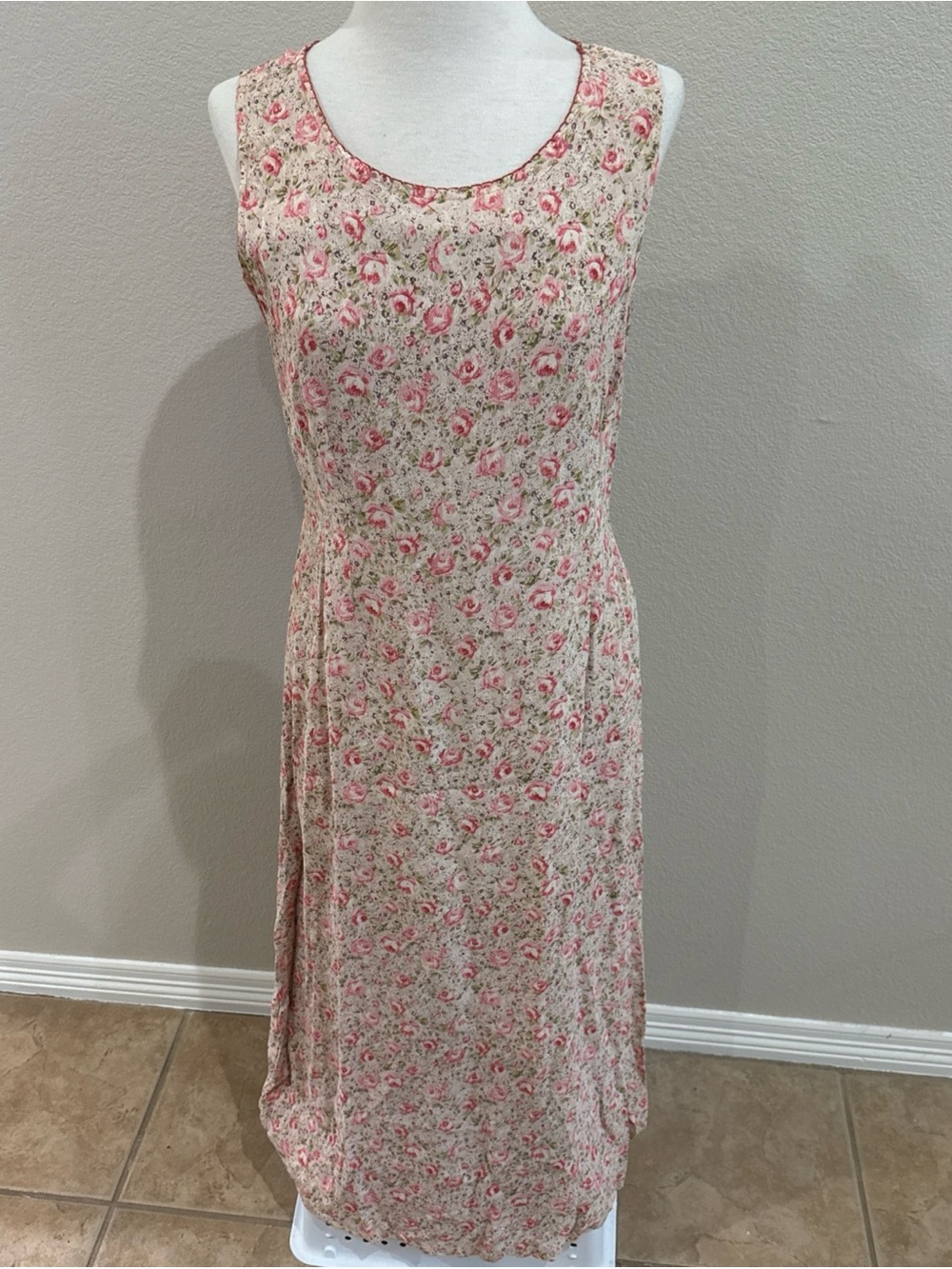 April Cornell Dress SZ M Floral Roses Colorful Maxi Lined Cottage-core Boho